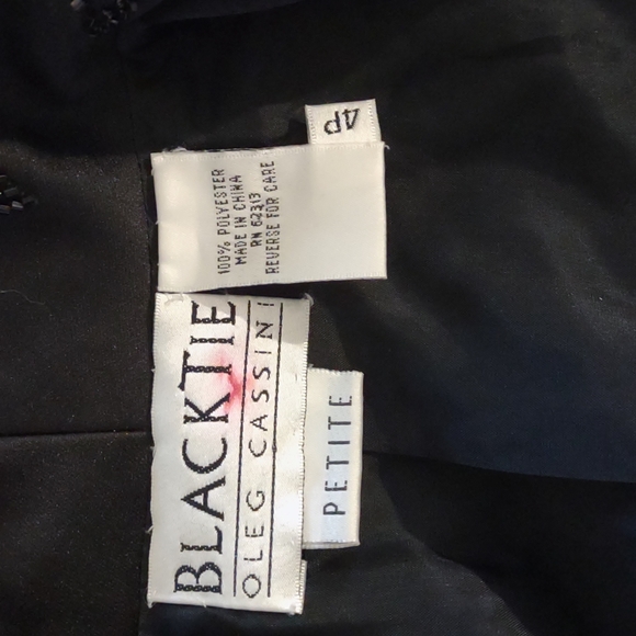 Vintage Black Tie Oleg Cassini black sequin blazer size 4P - Picture 6 of 10
